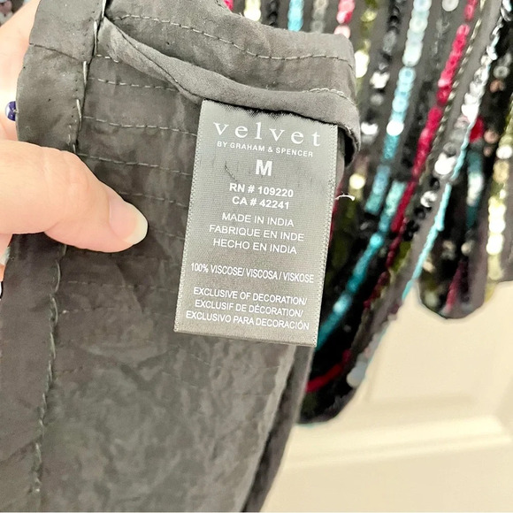 Gorgeous Velvet by Graham & Spencer sequin mini dress shift style Vneck - Picture 7 of 7